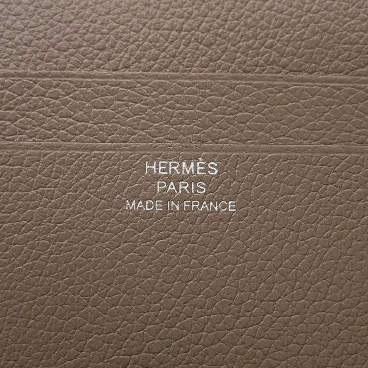 Pre Owned Hermes Hsellier Horizontal Etoupe Evercolor Card Case