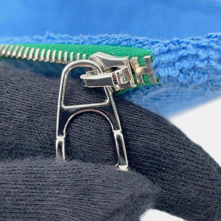 Pre Owned Hermes Les Cabans Flat Pouch Blue Cotton PM