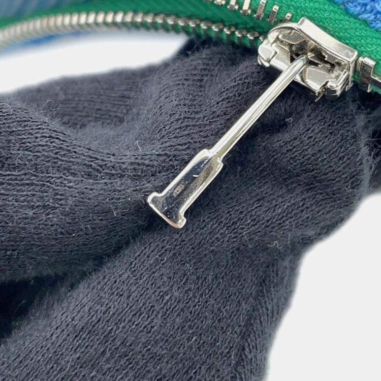 Pre Owned Hermes Les Cabans Flat Pouch Blue Cotton PM