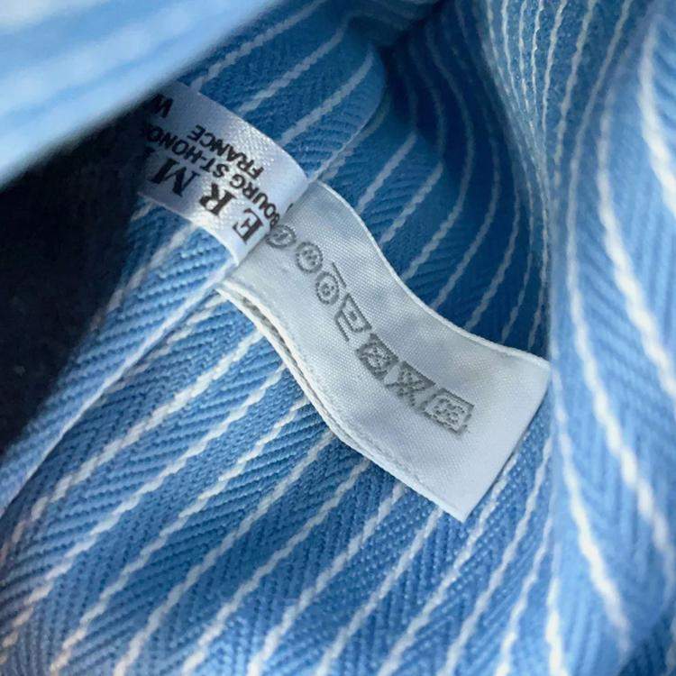 Pre Owned Hermes Les Cabans Flat Pouch Blue Cotton PM