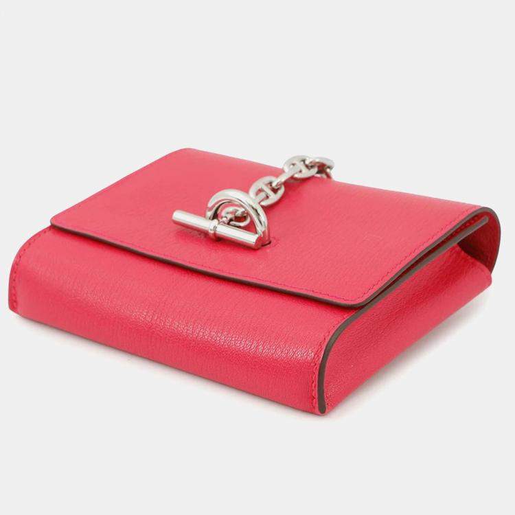 Pre Owned Hermes Chaine D'Ancre Compact Wallet Rose Extreme Chevre Shamqila