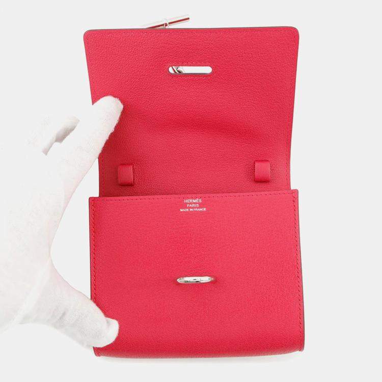 Pre Owned Hermes Chaine D'Ancre Compact Wallet Rose Extreme Chevre Shamqila