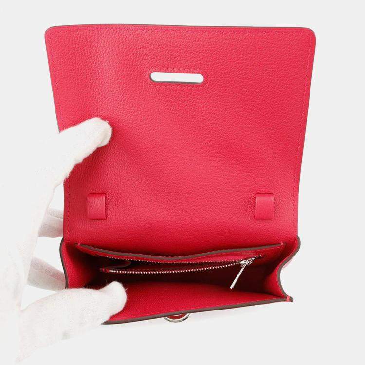Pre Owned Hermes Chaine D'Ancre Compact Wallet Rose Extreme Chevre Shamqila