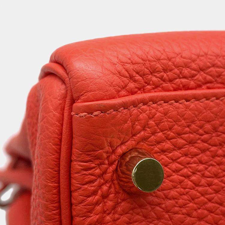 Pre Owned Hermes Kelly 32 Orange Poppy Taurillon Clemence Bag