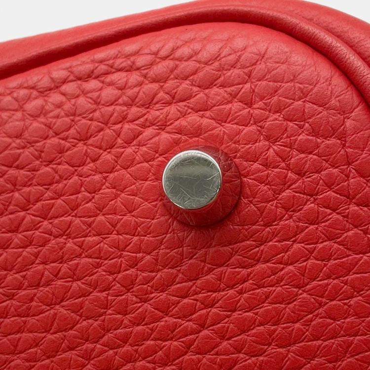Pre Owned Hermes Picotin Lock MM Touch Rouge Tomate/Rose Eglantine Taurillon Clemence Swift Leather Bag