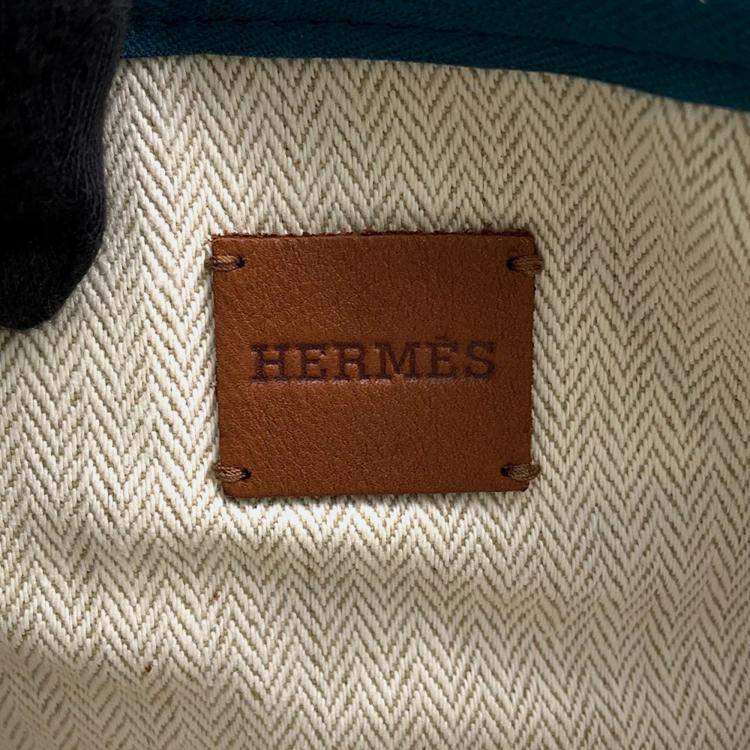 Pre Owned Hermes Velocipedist Blue Cotton Pouch