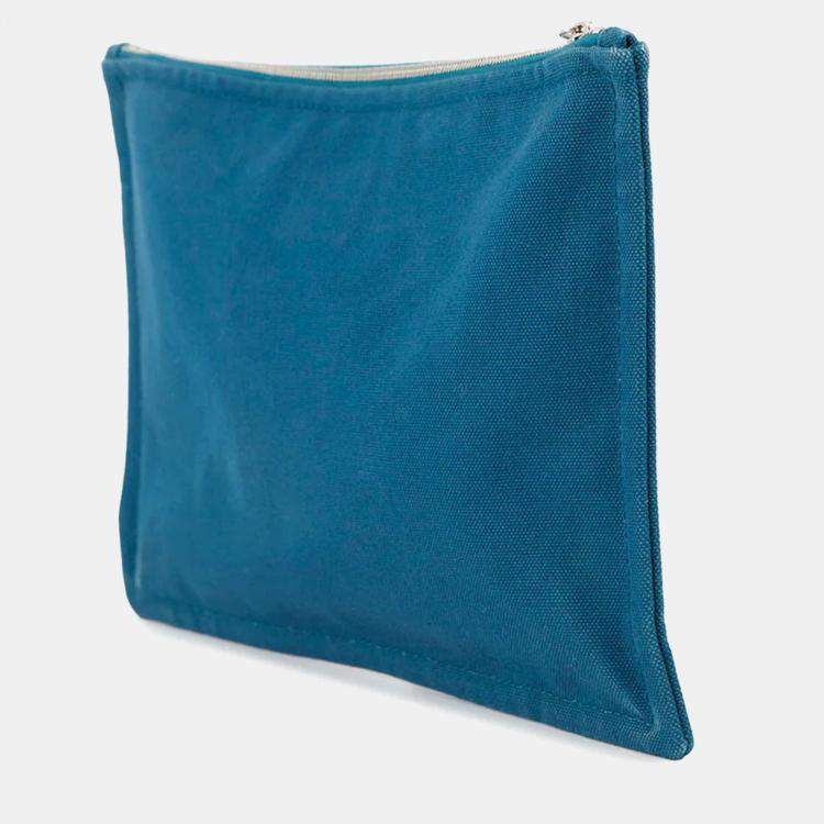 Pre Owned Hermes Velocipedist Blue Cotton Pouch