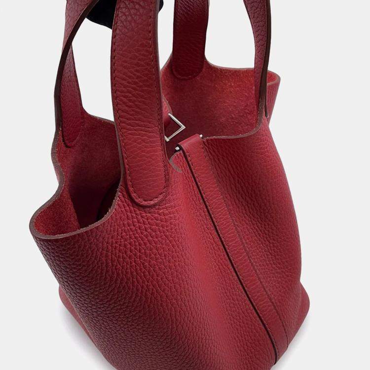 Pre Owned Hermes Picotin Lock Ruby Taurillon Clemence PM