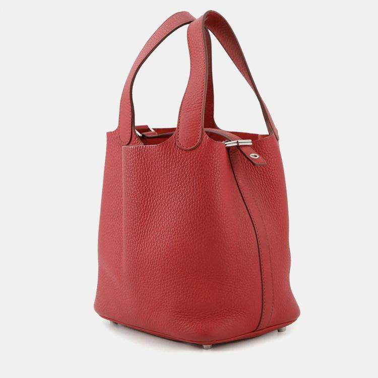 Pre Owned Hermes Picotin Lock Ruby Taurillon Clemence PM