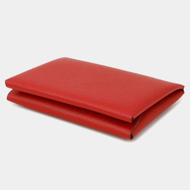 Pre Owned Hermes Calvi Duo Rouge Casaque Epsom