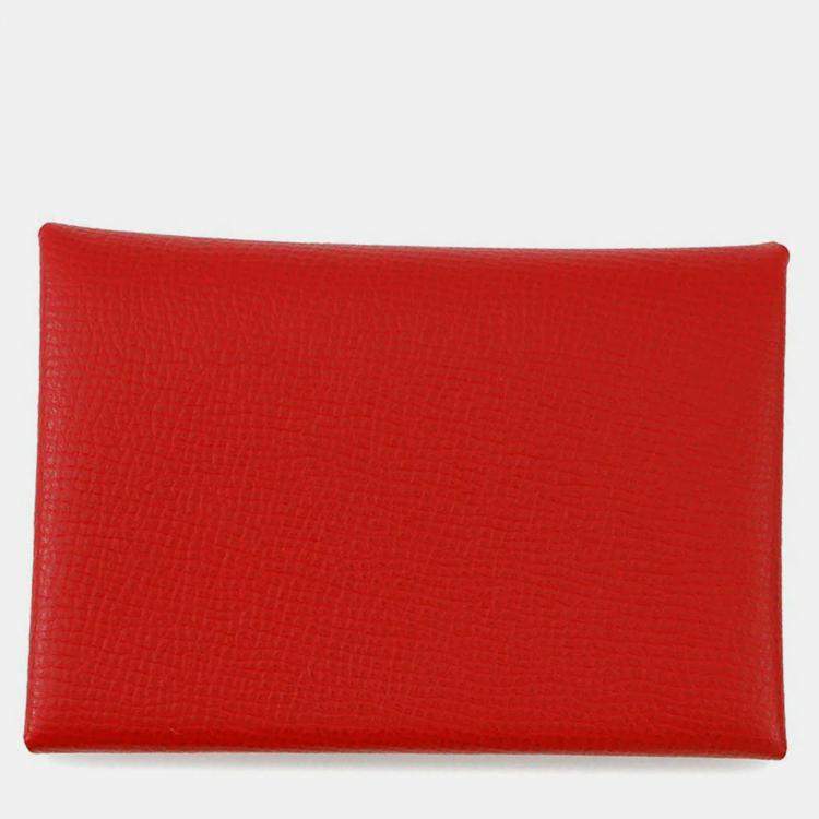 Pre Owned Hermes Calvi Duo Rouge Casaque Epsom