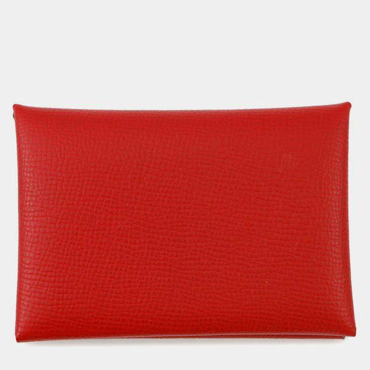 Pre Owned Hermes Calvi Duo Rouge Casaque Epsom