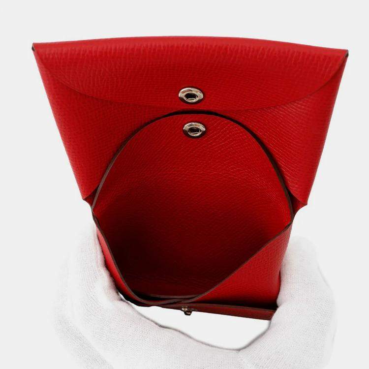 Pre Owned Hermes Calvi Duo Rouge Casaque Epsom
