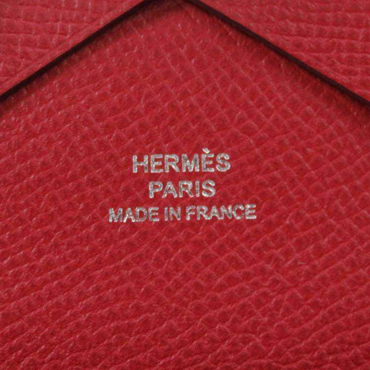 Pre Owned Hermes Calvi Duo Rouge Casaque Epsom