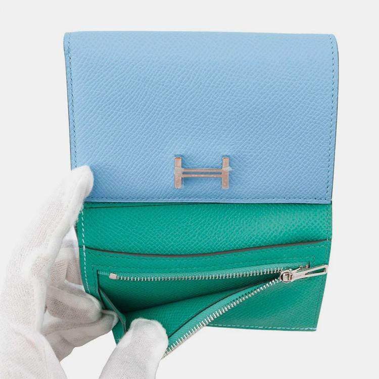 Pre Owned Hermes Bean Combine Verso Celeste/Vert Jade Epsom
