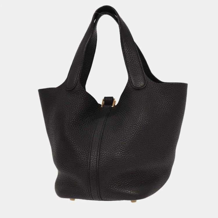 Pre Owned Hermes  Picotin Lock 18 Black Taurillon Clemence Handbag 