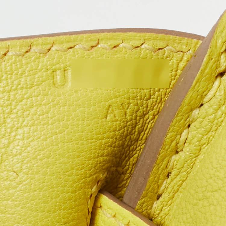 Pre Owned Hermes Lime Togo Leather Palladium Finish Birkin 30 Bag