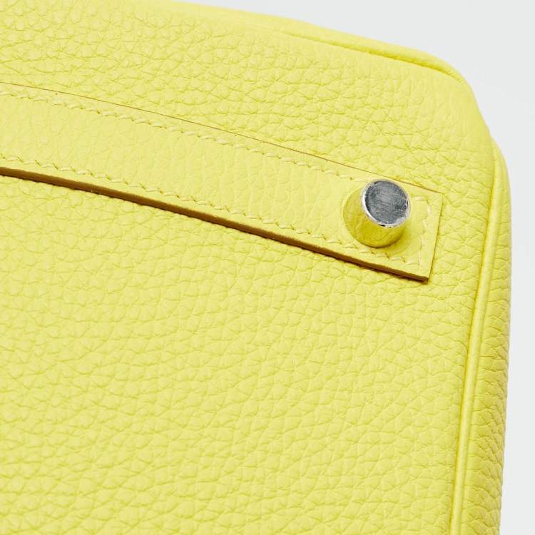 Pre Owned Hermes Lime Togo Leather Palladium Finish Birkin 30 Bag