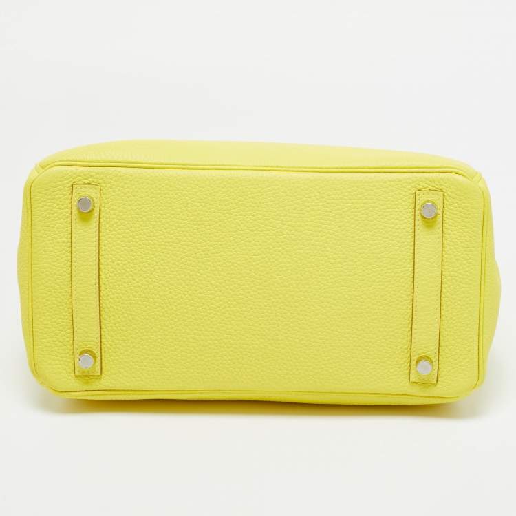 Pre Owned Hermes Lime Togo Leather Palladium Finish Birkin 30 Bag