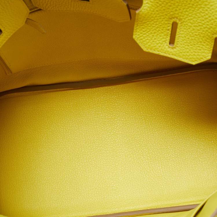 Pre Owned Hermes Lime Togo Leather Palladium Finish Birkin 30 Bag