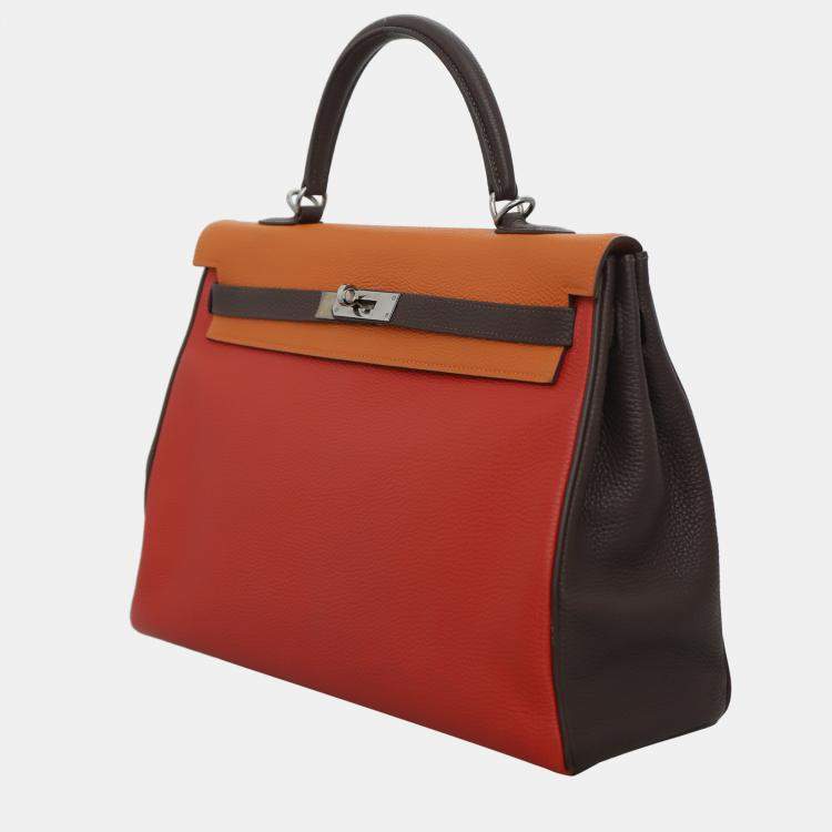 Pre Owned Hermes Kelly 35 Tricolor Retourne Bag