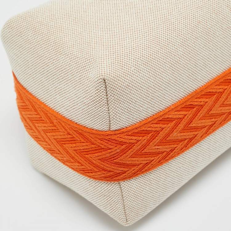 Pre Owned Hermes Orange/Beige Toile H Canvas Small Bride-a-Brac Case