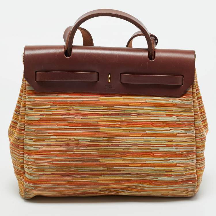 Pre Owned Hermes Multicolor Vibrator Leather and Vache Hunter Herbag Zip 31 Bag