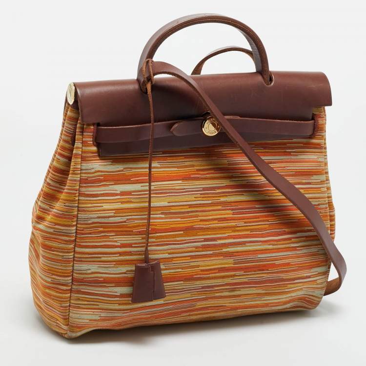 Pre Owned Hermes Multicolor Vibrator Leather and Vache Hunter Herbag Zip 31 Bag