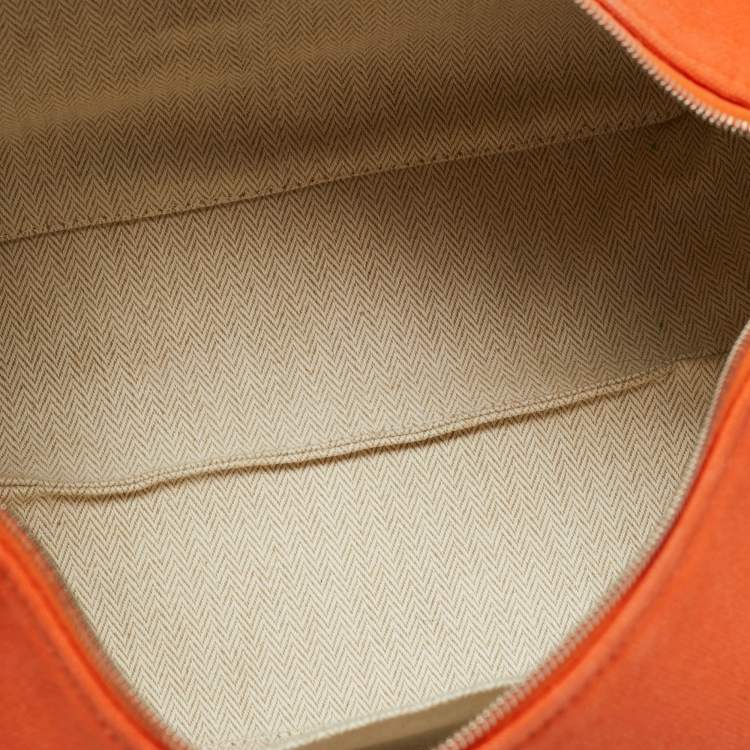 Pre Owned Hermes Orange Feu Canvas Large Bride-a-Brac Pouch