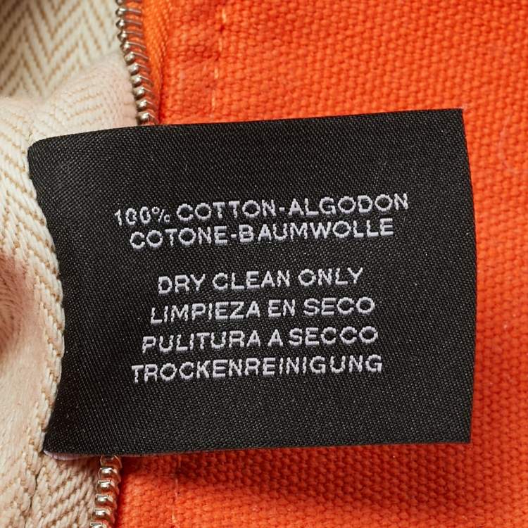 Pre Owned Hermes Orange Feu Canvas Large Bride-a-Brac Pouch