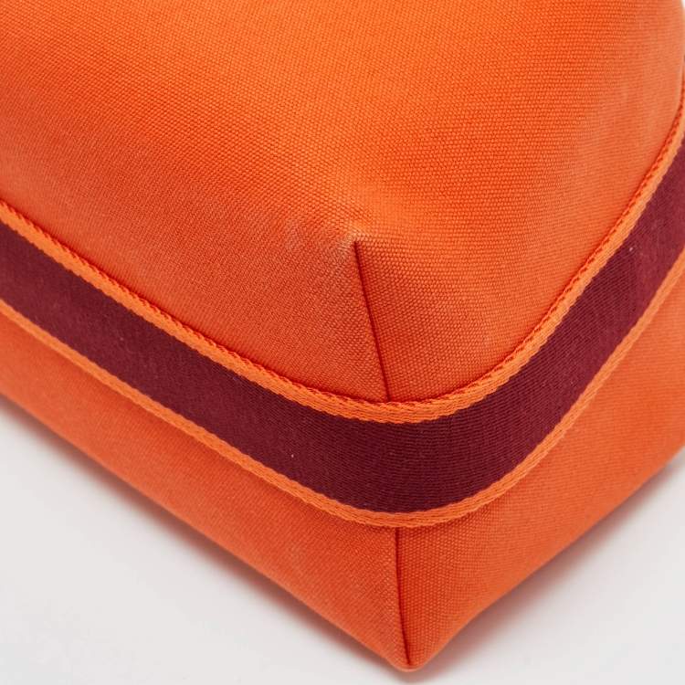 Pre Owned Hermes Orange Feu Canvas Large Bride-a-Brac Pouch