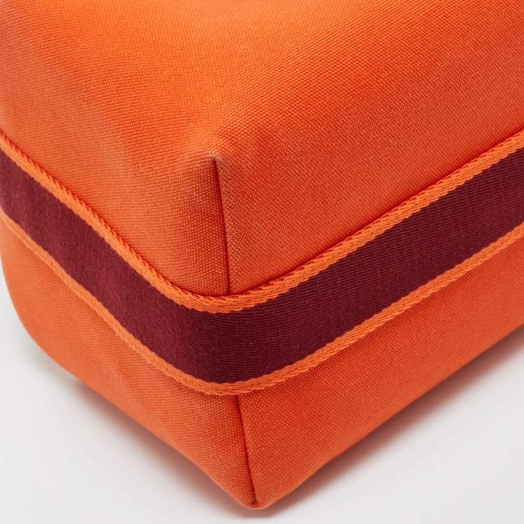 Pre Owned Hermes Orange Feu Canvas Large Bride-a-Brac Pouch