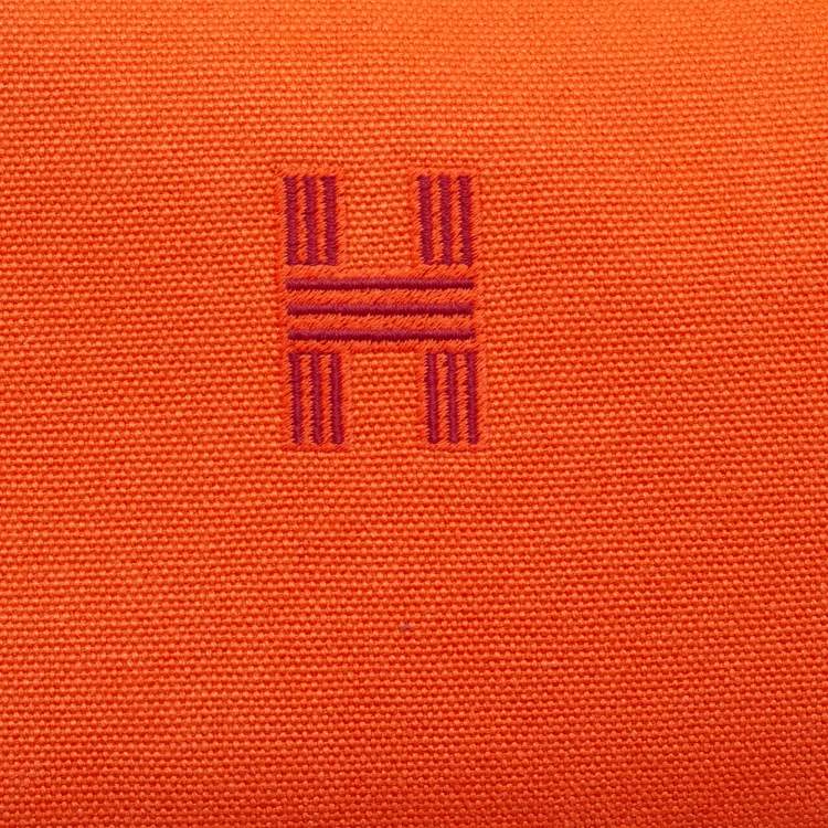 Pre Owned Hermes Orange Feu Canvas Large Bride-a-Brac Pouch