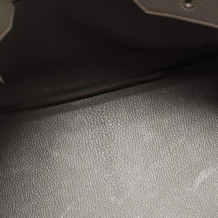 Pre Owned Hermes Etain Epsom Leather Palladium Finish Birkin 35 Bag
