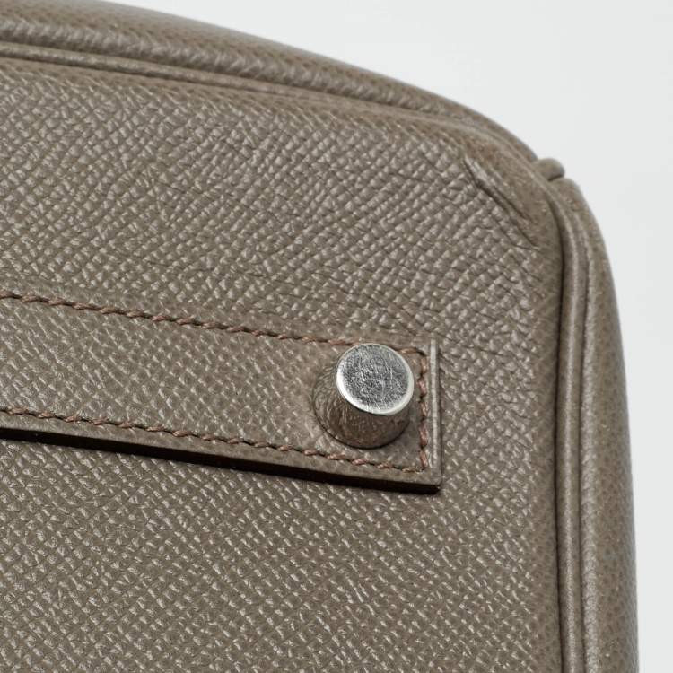 Pre Owned Hermes Etain Epsom Leather Palladium Finish Birkin 35 Bag