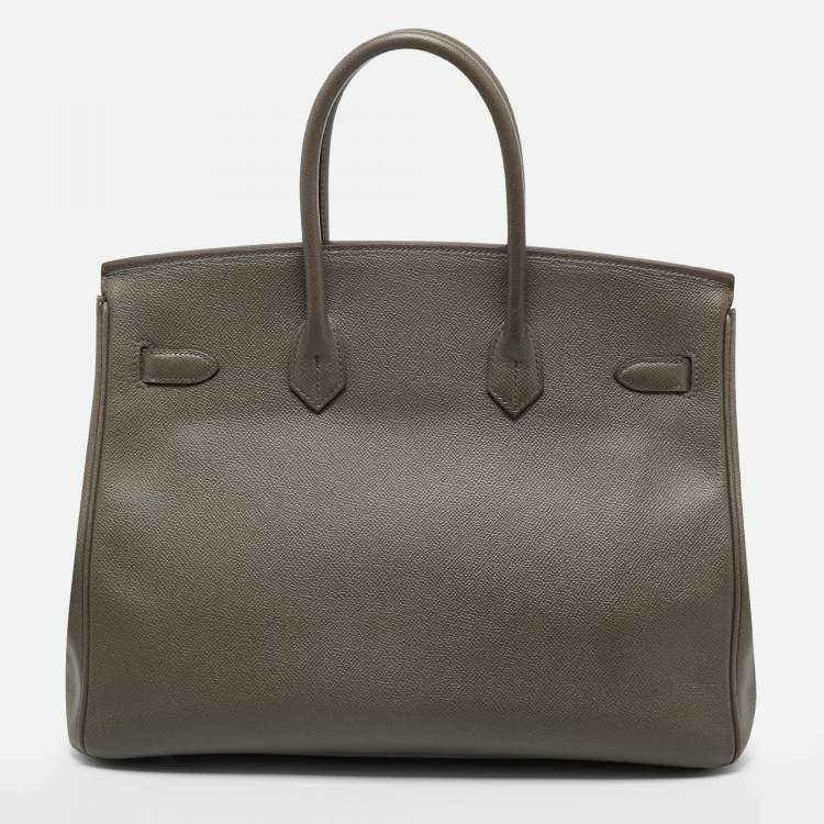 Pre Owned Hermes Etain Epsom Leather Palladium Finish Birkin 35 Bag