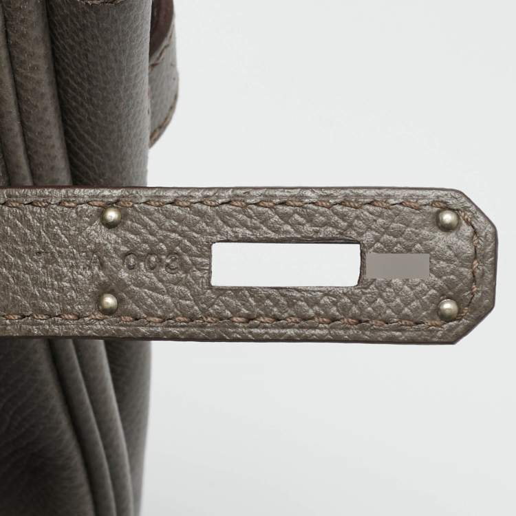 Pre Owned Hermes Etain Epsom Leather Palladium Finish Birkin 35 Bag