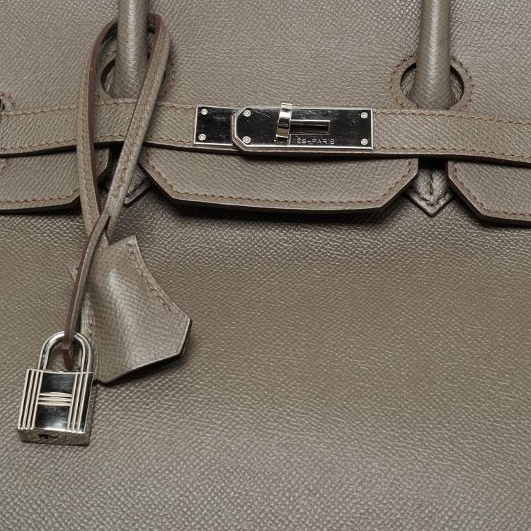 Pre Owned Hermes Etain Epsom Leather Palladium Finish Birkin 35 Bag