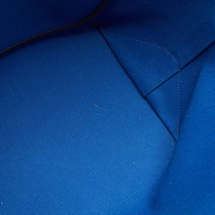 Pre Owned Hermes Bleu de France/Caban Militaire Canvas and Swift Leather Steeple 25 Bag