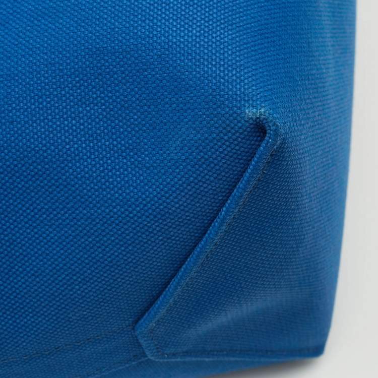 Pre Owned Hermes Bleu de France/Caban Militaire Canvas and Swift Leather Steeple 25 Bag