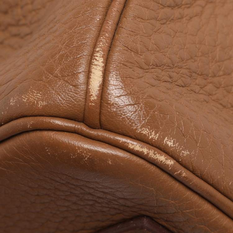 Pre Owned Hermes Alezan Taurillon Clemence Leather Palladium Finish Birkin 35 Bag