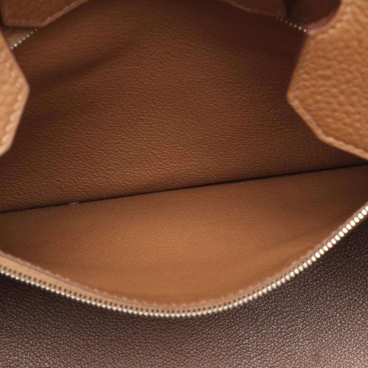 Pre Owned Hermes Alezan Taurillon Clemence Leather Palladium Finish Birkin 35 Bag