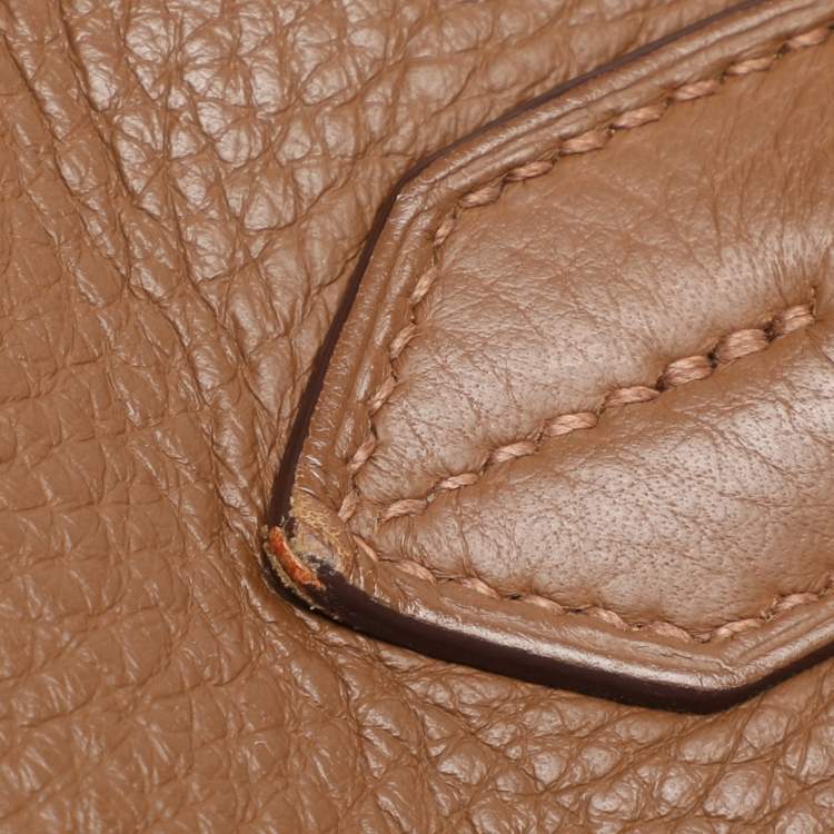 Pre Owned Hermes Alezan Taurillon Clemence Leather Palladium Finish Birkin 35 Bag