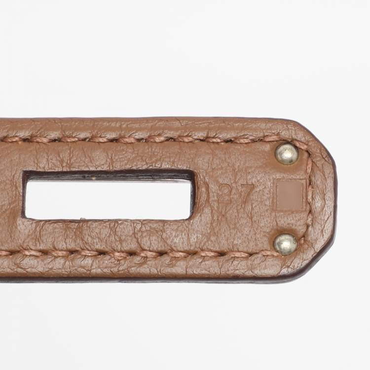 Pre Owned Hermes Alezan Taurillon Clemence Leather Palladium Finish Birkin 35 Bag