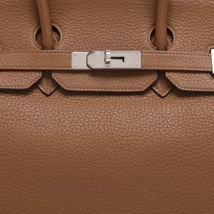 Pre Owned Hermes Alezan Taurillon Clemence Leather Palladium Finish Birkin 35 Bag