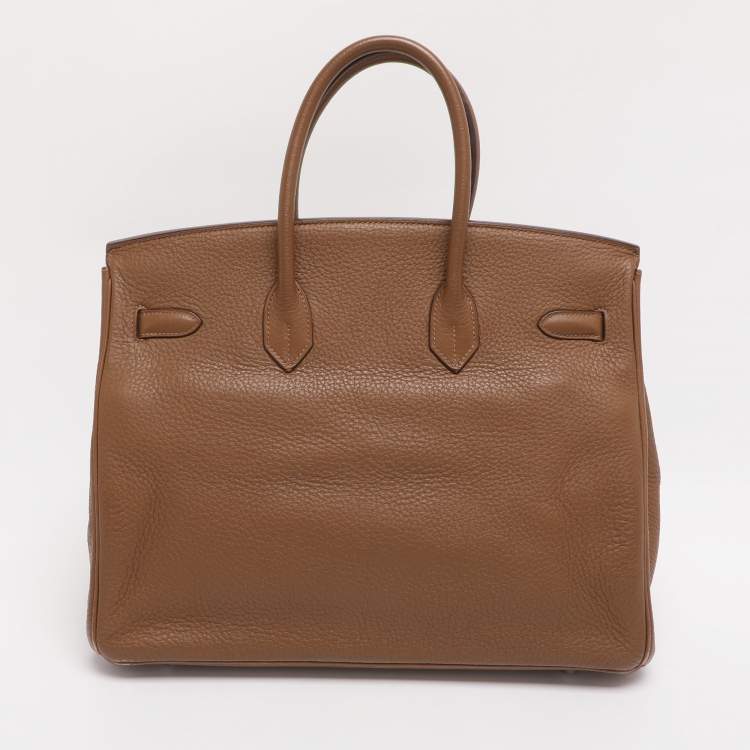 Pre Owned Hermes Alezan Taurillon Clemence Leather Palladium Finish Birkin 35 Bag