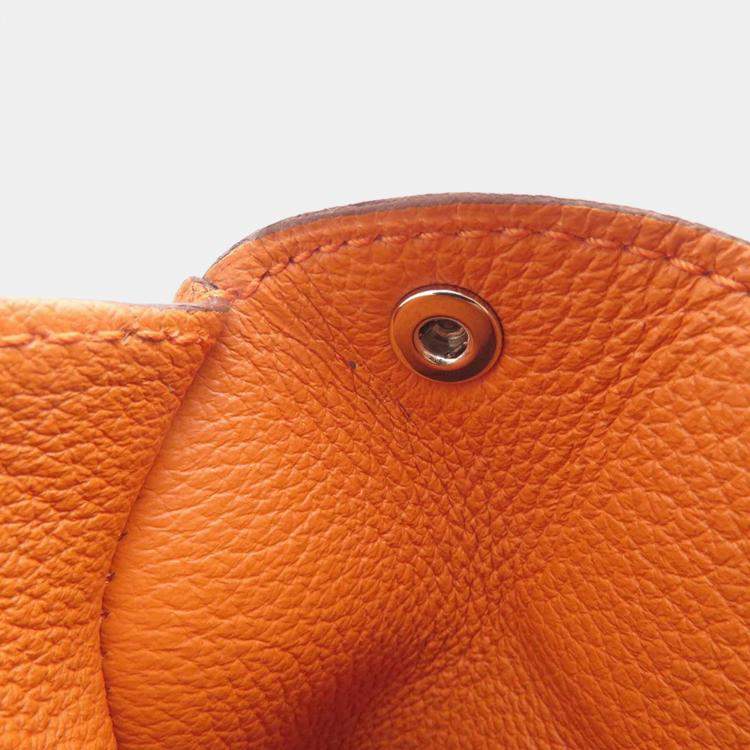 Pre Owned Hermes Videpoches Orange Togo Leather Shoulder Bag 