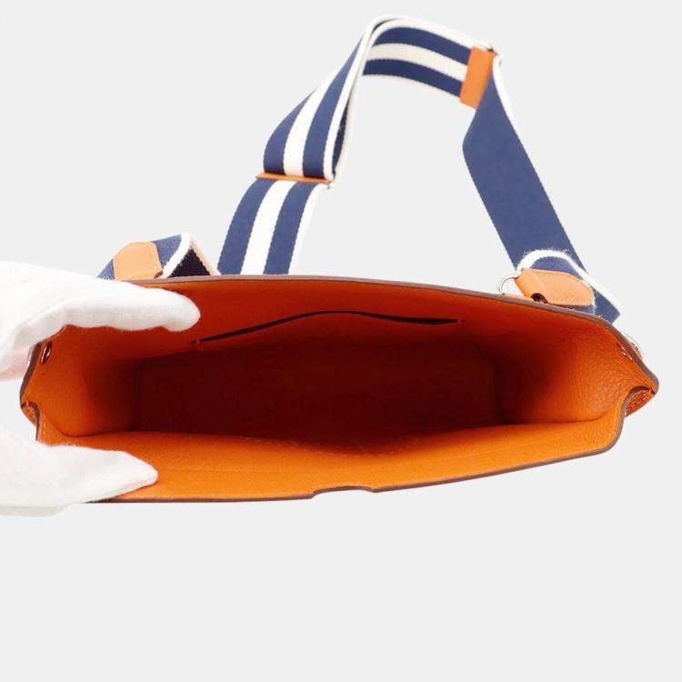 Pre Owned Hermes Videpoches Orange Togo Leather Shoulder Bag 