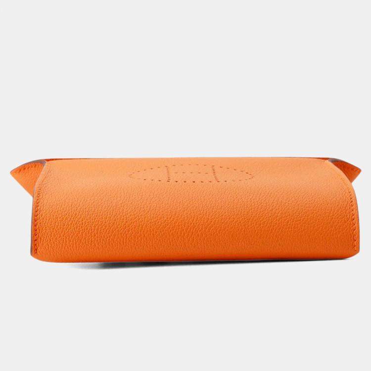 Pre Owned Hermes Videpoches Orange Togo Leather Shoulder Bag 