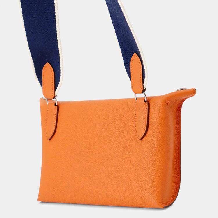 Pre Owned Hermes Videpoches Orange Togo Leather Shoulder Bag 